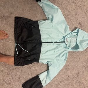 Columbia Light Blue and Black Windbreaker